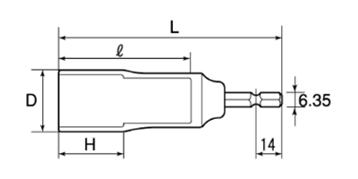 トップ工業 電動ドリル用12角ソケット (六角軸6.35mm)(ESS-) 製品図面