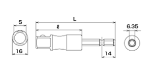 トップ工業 電動ドリル用強軸ソケットアダプター(ESA-TS) 製品図面