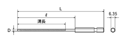 トップ工業 六角軸 ロング鉄工用ドリル (ETD-L) 製品図面