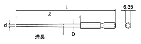 トップ工業 六角軸 テーパードリル(下穴錐)(ETK) 製品図面