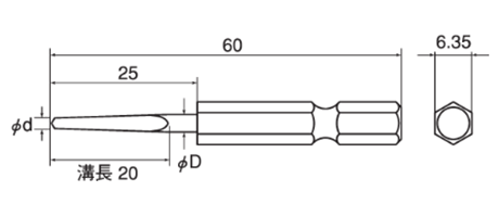 トップ工業 六角軸 テーパードリル(下穴錐ミニタイプ/ショート)(ETK-S) 製品図面