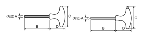 サンフラッグ (新亀製作所) TグリップHEXレンチ(六角穴ボルト用/締め増付き)(No.6500-L) 製品図面