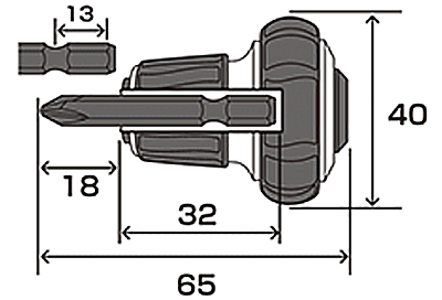 サンフラッグ (新亀製作所) タフ貫短ドライバー(全長65mm)(NO6930) 製品図面