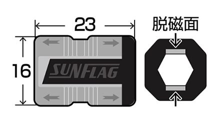 サンフラッグ (新亀製作所) 磁気次郎 カラー樹脂(着脱磁機能)(GR-2/ 2個入り) 製品図面