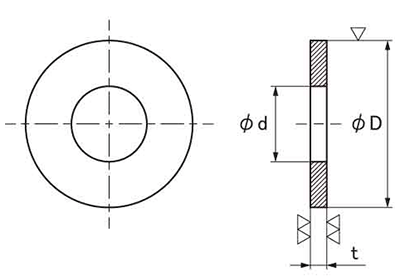 鉄 丸形平座金 (丸ワッシャー) 木材用 製品図面