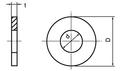 鉄 丸形平座金 (丸ワッシャー) 並丸形 (和光金属製) 製品図面