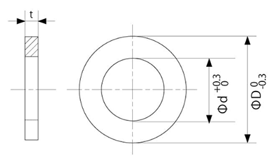 鉄 シムワッシャ 板厚0.3t (内径x外径) 製品図面