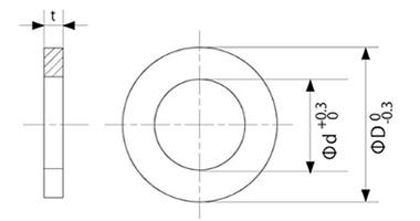 鉄 シムワッシャ 板厚0.5t (内径x外径) 製品図面
