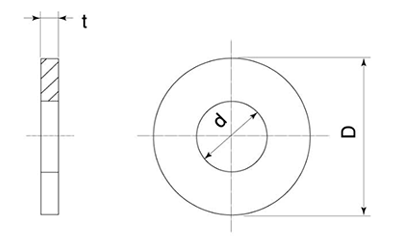 黄銅 丸型平座金 (丸ワッシャー) ISO小形 製品図面