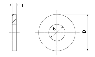 黄銅 丸型平座金 (丸ワッシャー)JIS(座金組込ねじ用) 製品図面
