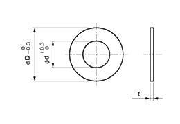 真鍮 シムリング シムワッシャ 板厚0.3t (内径x外径) 製品図面