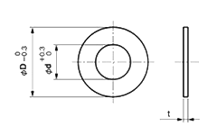 真鍮 シムリング シムワッシャ 板厚0.3t (内径x外径) 製品図面