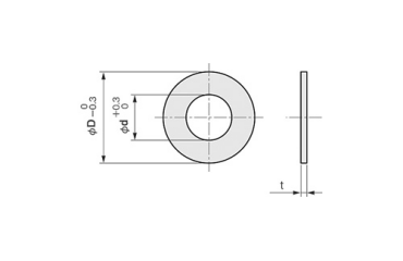 真鍮 シムリング 板厚0.05t (10枚入)(内径x外径) 製品図面