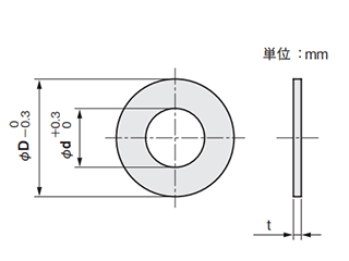 真鍮 シムリング 板厚0.15t (10枚入)(内径x外径) 製品図面