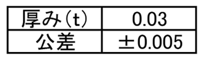 ステンレス シムワッシャ 板厚0.03t (内径x外径) 製品規格