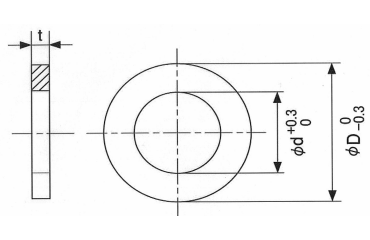 ステンレス シムワッシャ 板厚0.03t (内径x外径) 製品図面
