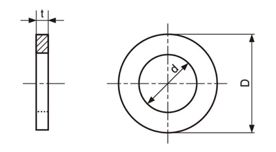 ステンレス シムワッシャ 板厚0.5t (内径x外径) 製品図面