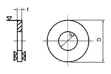 ステンレス 丸型平座金 (丸ワッシャー)ISO小形(輸入品) 製品図面
