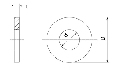 チタン 丸型平座金 (丸ワッシャー) ISO 製品図面