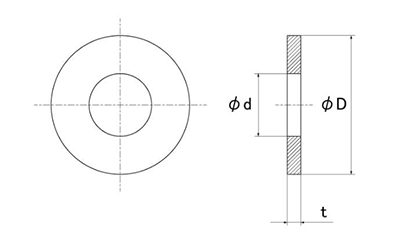 ステンレス SUS316L(A4) 丸型平座金 (丸ワッシャー)JIS 製品図面