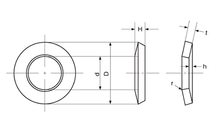 鉄 皿ばね座金(ねじ用)(SDW-M●) 製品図面