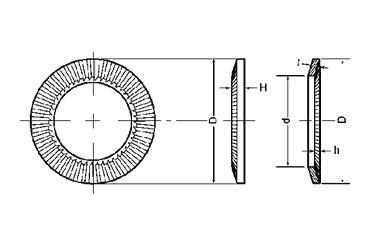 鉄 皿ばね座金(キャップボルト用 重荷重用)(CDW M●-1H) 製品図面
