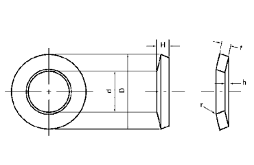 鉄 皿ばね 重荷重用 (特殊発條製)(機能用ばね) 製品図面
