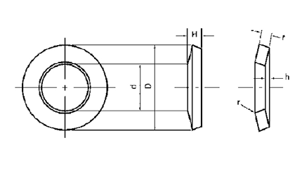 鉄 皿ばね JIS B 2706H(重荷重用)(M●-H)(機能用ばね) 製品図面