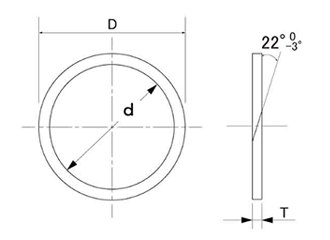Oリング用 バイアスバックアップリング (T2-P)(武蔵オイルシール工業) 製品図面