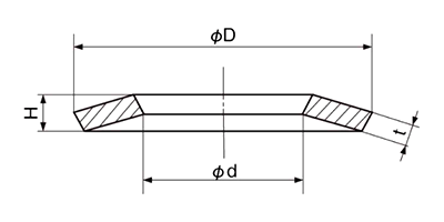ステンレス 皿ばね座金 (キャップボルト用 軽荷重用)(平和発條規格) 製品図面