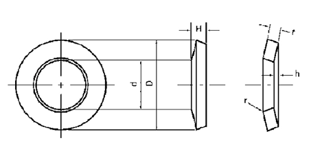 ステンレス 皿ばね JIS B 2706H(重荷重用)(M●-H)(機能用ばね) 製品図面