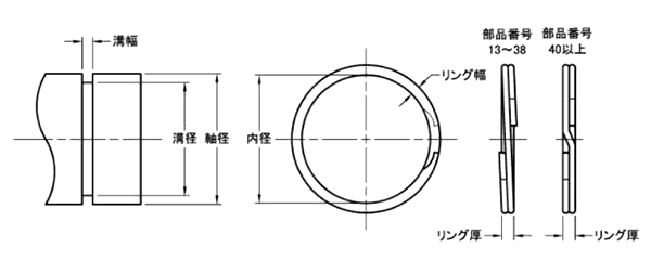 ステンレス 止め輪 スパイラルリテイニング (FRS-S)中荷重 (軸用)(松村鋼機) 製品図面