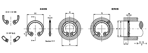 ステンレス C形止め輪 (スナップリング)(穴用)(磐田電工規格製)IWT O-●● 製品図面