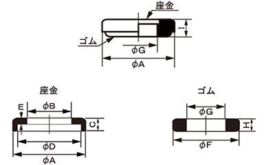ステンレス SUS316L パッキングワッシャーPM (EPDM)(大友金属) 製品図面
