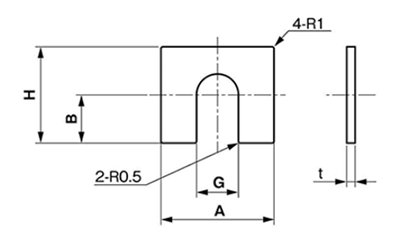 鉄 ベース用角形シム(1溝) ピローブロック UCP用 製品図面