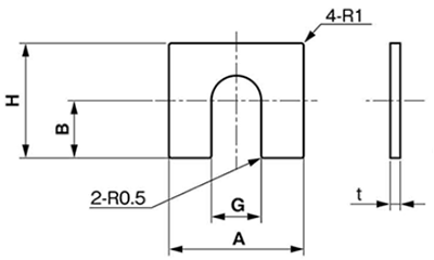 真鍮 ベース用角形シム(1溝) ピローブロック UCPA用 製品図面