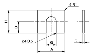 真鍮 ベース用角形シム(1溝) ピローブロック UCP用 製品図面