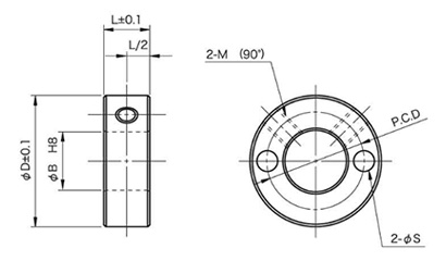 ステンレス 2穴付 スタンダードセットカラー (SC-SP2)(岩田製作所) 製品図面