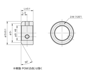 鋼 S45C ノーマルスタンダードセットカラー(SC)(岩田製作所) 製品図面