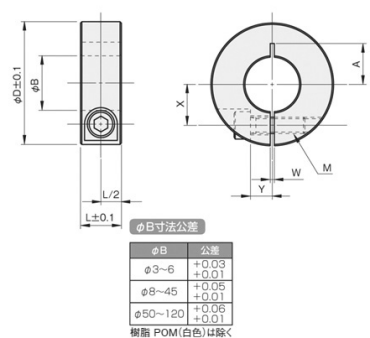 鋼 S45C ノーマルスタンダードスリットカラー(SCS)(岩田製作所) 製品図面