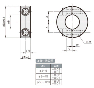 鋼 S45C ノーマルスタンダードセパレートカラー(SCSS)(岩田製作所) 製品図面