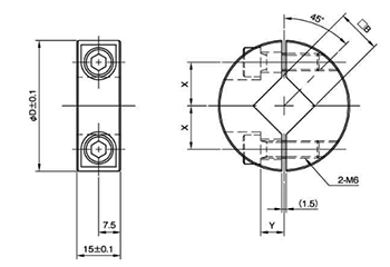 鉄 S45C 無電解ニッケルメッキ 角シャフト用 スタンダードセパレートカラー(SCSS-S15M)(岩田製作所) 製品図面
