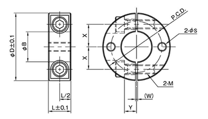 鉄 S45C(黒染め・無電解ニッケルメッキ) 2穴付 スタンダードセパレートカラー(SCSS-CP2)(岩田製作所) 製品図面
