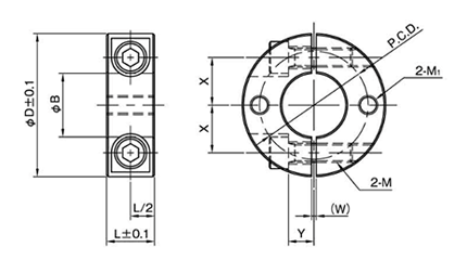 鉄 S45C(黒染め・無電解ニッケルメッキ) 2ネジ穴付 スタンダードセパレートカラー(SCSS-CN2)(岩田製作所) 製品図面