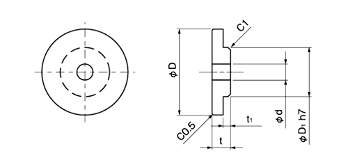 鋼 S45C ベアリングホルダ エンドプレート (インロータイプ)(EPC)(岩田製作所) 製品図面