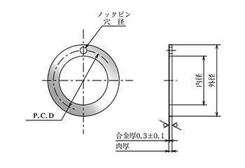 大同メタル製 ダイダイン DDK05スラストワッシャー (K5T)(K5T●呼び内径) 製品図面