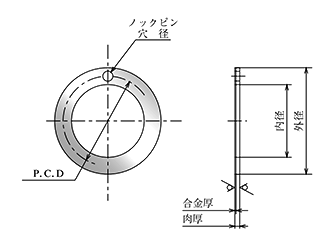 大同メタル製 ダイベストDBB01 スラストワッシャー(DBB-W)(呼び内径) 製品図面