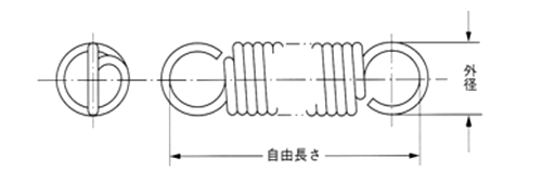 引張バネ ステンレス鋼線304WPB (ケーエス産業/Dシリーズ) 製品図面