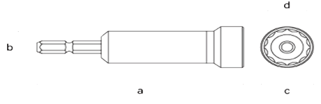 フジ矢 セミロングソケット (黒金)(六角軸6.35mm)(512-BG) 製品図面