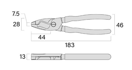 フジ矢 ケーブルペンチ 175mm (黒金) 製品図面